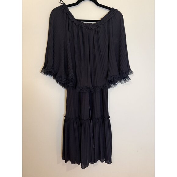 See by Chloe Gauzy Layered Tiered Shift Dress Ink Navy Blue Size S [jb] - Picture 4 of 7